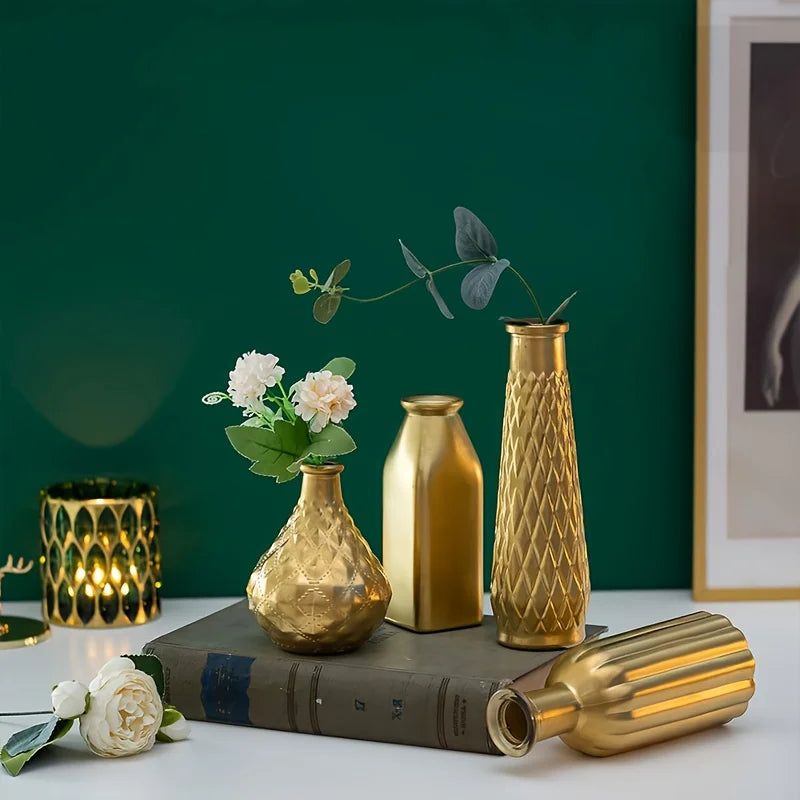 Cylindrical Gold Glass Vase - All Fresh Finds