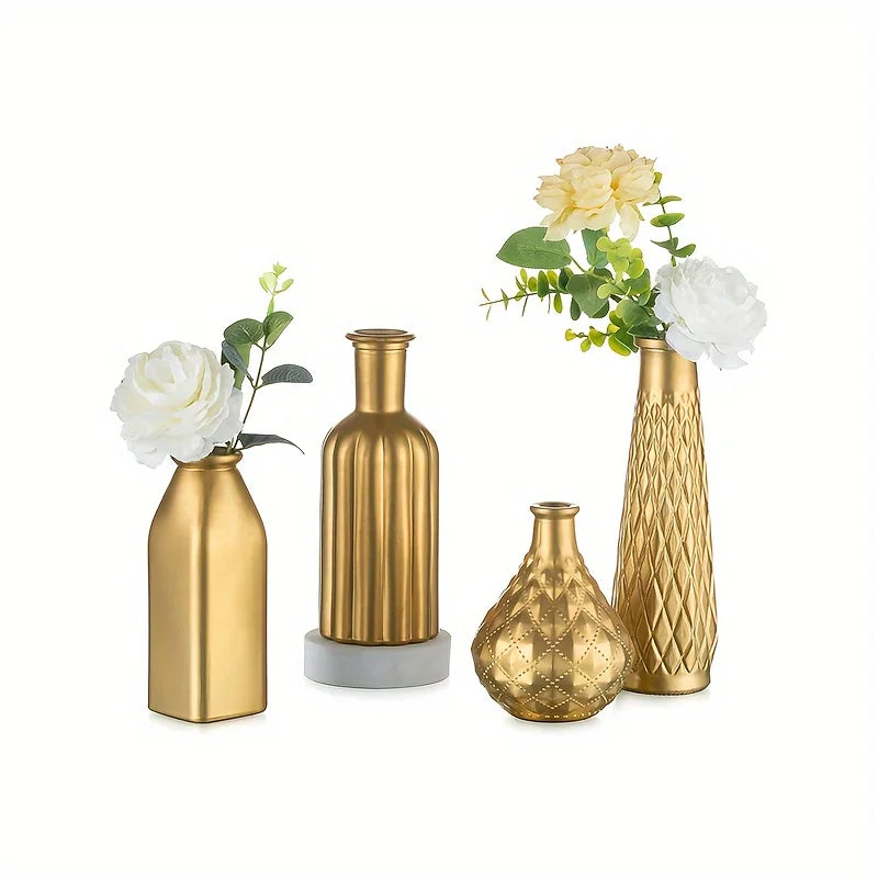 Cylindrical Gold Glass Vase - All Fresh Finds