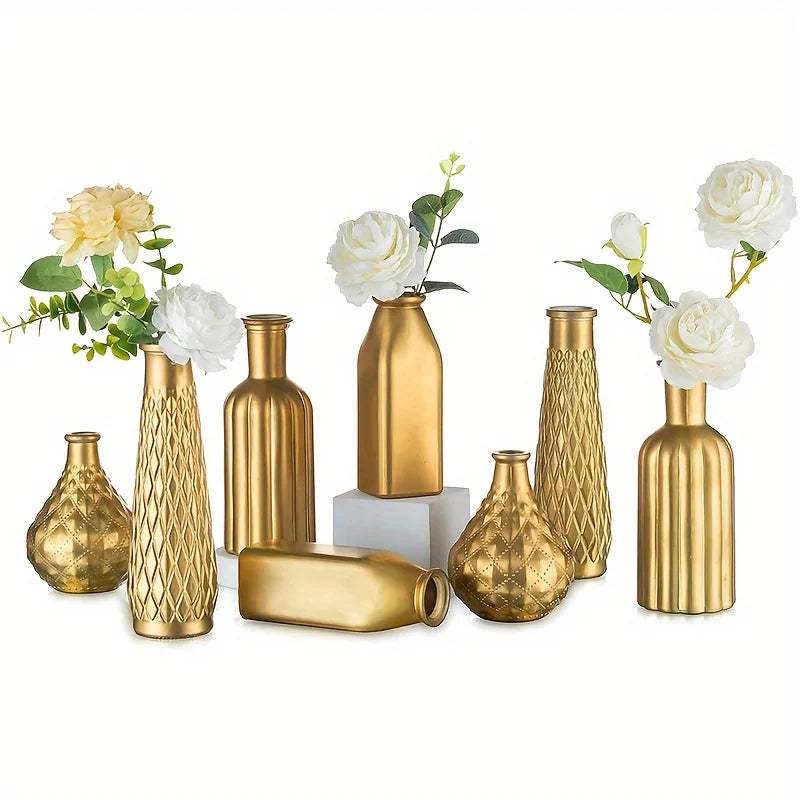Cylindrical Gold Glass Vase - All Fresh Finds