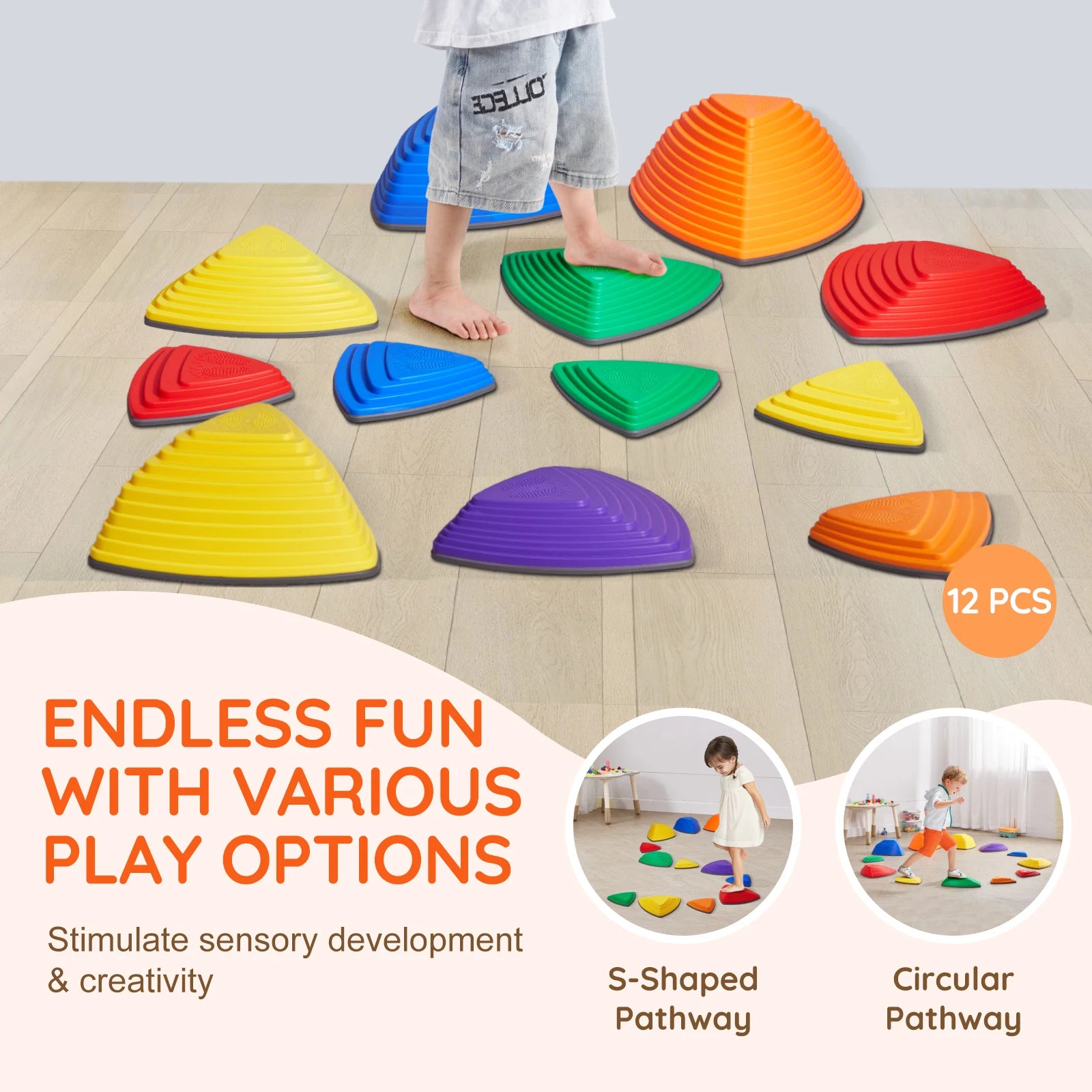 12 PCS Balance Stepping Stones Obstacle - All Fresh Finds