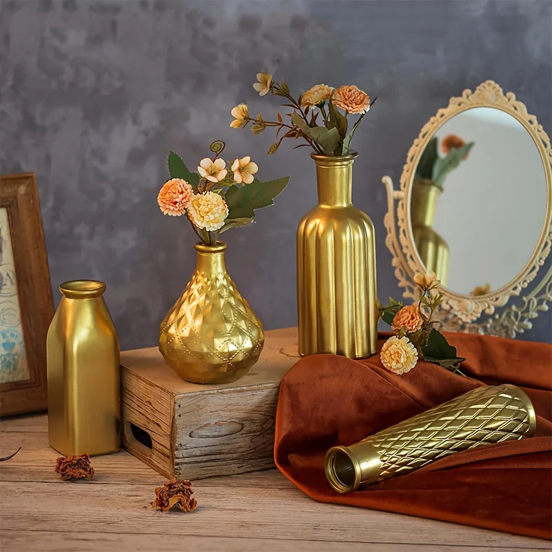 Cylindrical Gold Glass Vase - All Fresh Finds
