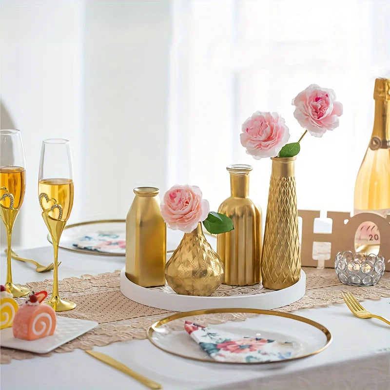 Cylindrical Gold Glass Vase - All Fresh Finds